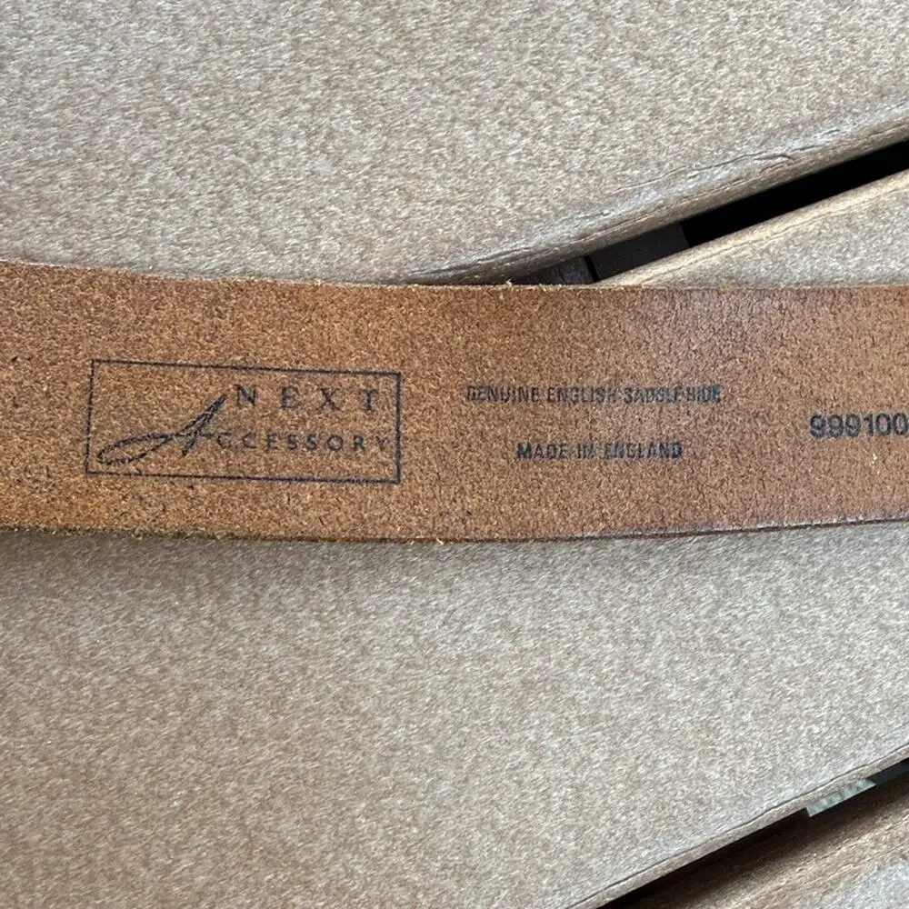Next Accessory Brown Leather Belt with Gold Buckle Size 10